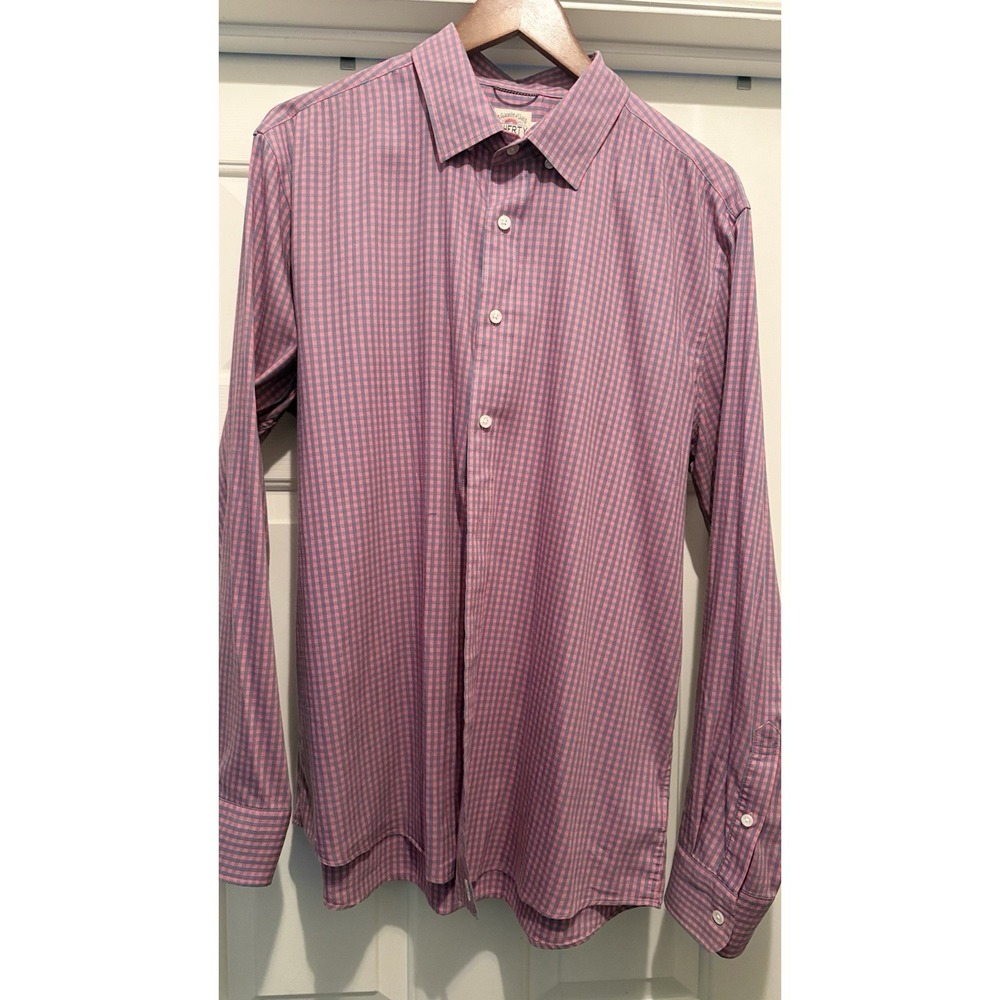 Mens Faherty Movement Shirt Blue Rose Gingham Long Sleeve Button Up Size Large